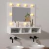 Mirror Cabinet with LED High Gloss White 60x31.5x62 cm