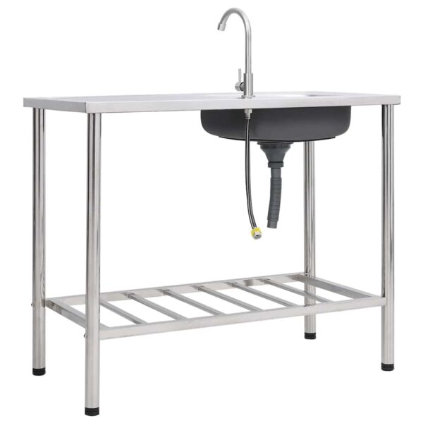 Camping Sink Single Basin with Tap Stainless Steel