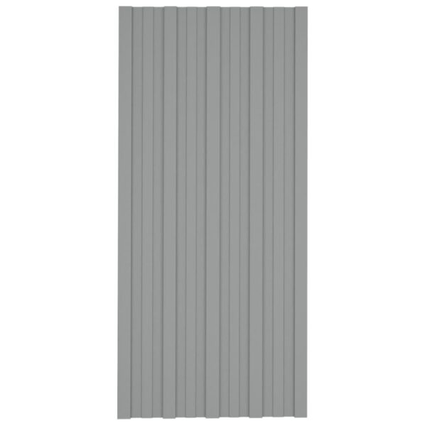 Roof Panels 36 pcs Galvanised Steel Grey 100x45 cm
