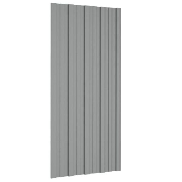 Roof Panels 36 pcs Galvanised Steel Grey 100x45 cm