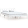 810063  Bed Frame without Mattress White Solid Wood 140x190 cm
