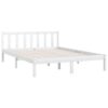 810063  Bed Frame without Mattress White Solid Wood 140x190 cm