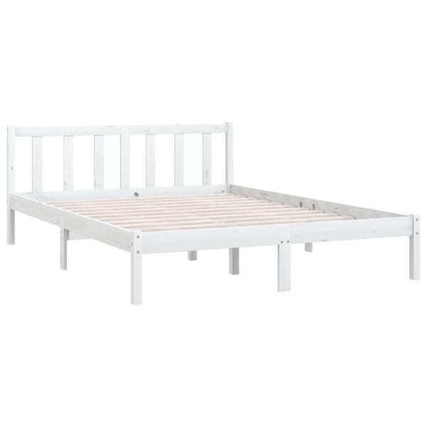 810063  Bed Frame without Mattress White Solid Wood 140x190 cm