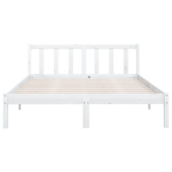 810063  Bed Frame without Mattress White Solid Wood 140x190 cm
