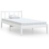 810068  Bed Frame without Mattress White Solid Wood 90x200 cm