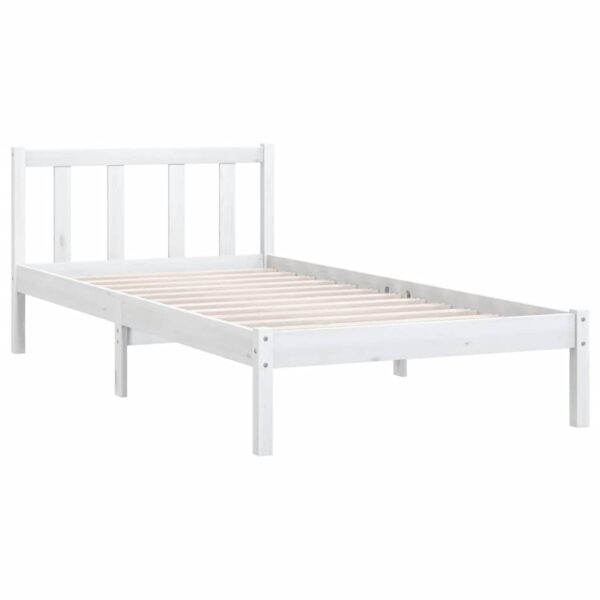 810068  Bed Frame without Mattress White Solid Wood 90x200 cm