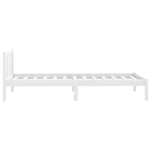 810068  Bed Frame without Mattress White Solid Wood 90x200 cm