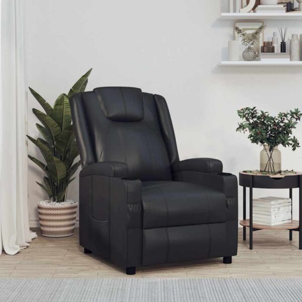 Recliner Chair Black Faux Leather