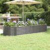 Garden Raised Bed Galvanised Steel 224x80x36 cm Grey