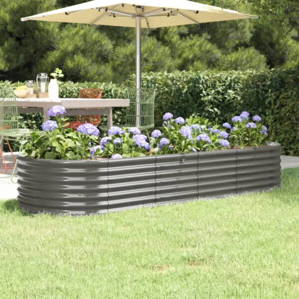 Garden Raised Bed Galvanised Steel 224x80x36 cm Grey