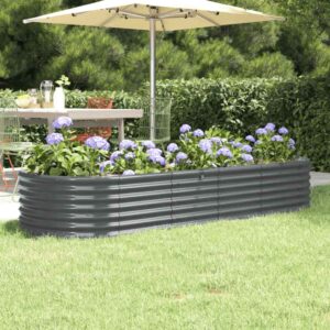 Garden Raised Bed Galvanised Steel 224x80x36 cm Anthracite