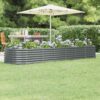 Garden Raised Bed Galvanised Steel 296x80x36 cm Anthracite