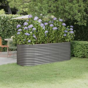 Garden Raised Bed Galvanised Steel 224x80x68 cm Grey