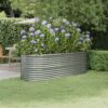 Garden Raised Bed Galvanised Steel 224x80x68 cm Silver