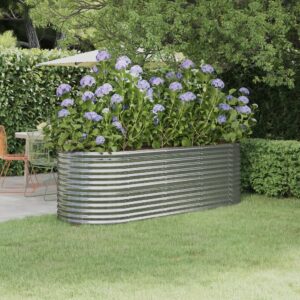 Garden Raised Bed Galvanised Steel 224x80x68 cm Silver