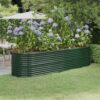 Garden Raised Bed Galvanised Steel 296x80x68 cm Green