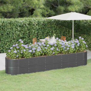 Garden Raised Bed Galvanised Steel 368x80x68 cm Anthracite