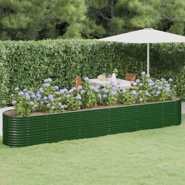 Garden Raised Bed Galvanised Steel 440x80x68 cm Green