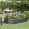 Garden Raised Bed Galvanised Steel 214x140x36 cm Anthracite