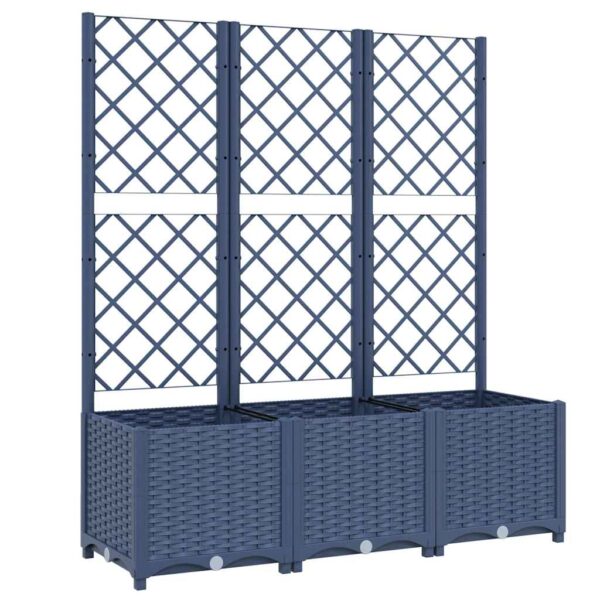 Garden Planter with Trellis Blue Grey 120x40x136 cm PP