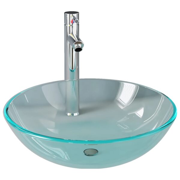 8720286903995_a_en_hd_1.jpg Bathroom Sink with Tap and Push Drain Clear Tempered Glass