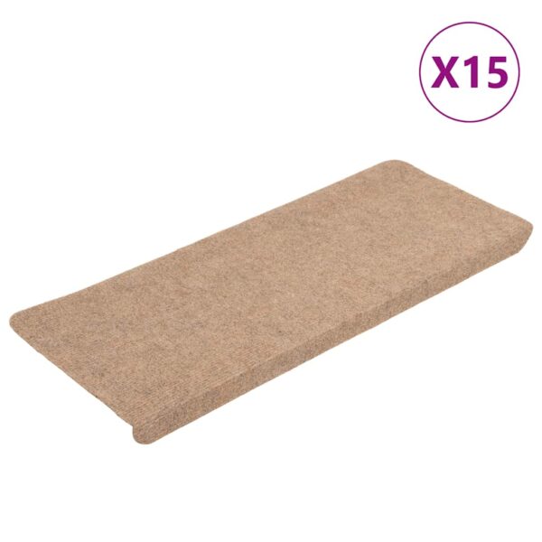 Stair Mats Self-adhesive 15 pcs 65x24.5x3.5 cm Beige