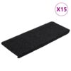 Stair Mats Self-adhesive 15 pcs 65x24.5x3.5 cm Black