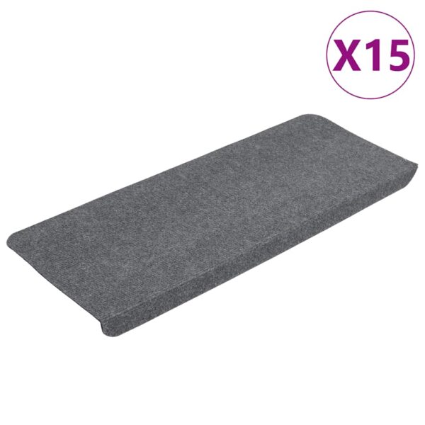 Stair Mats Self-adhesive 15 pcs 65x24.5x3.5 cm Grey
