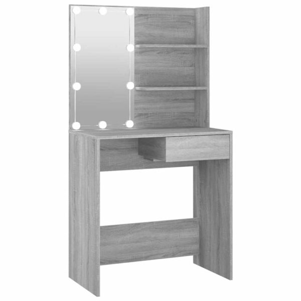 Dressing Table with LED Grey Sonoma 74.5x40x141 cm