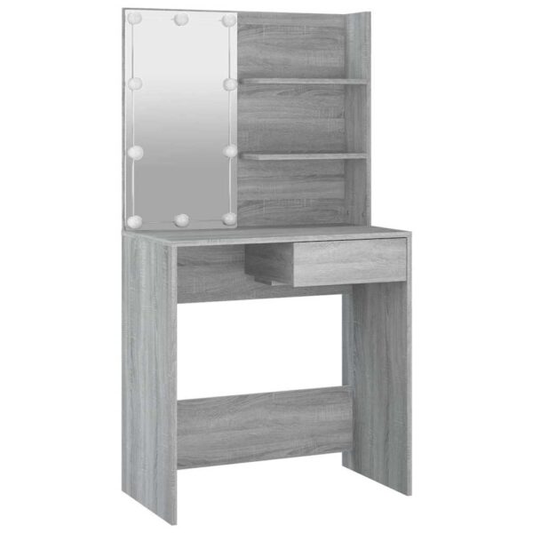 Dressing Table with LED Grey Sonoma 74.5x40x141 cm