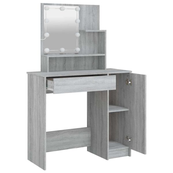 Dressing Table with LED Grey Sonoma 86.5x35x136 cm