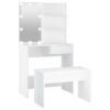 Dressing Table Set with LED White Engineered Wood
