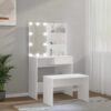 Dressing Table Set with LED White Engineered Wood