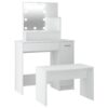 Dressing Table Set with LED White Engineered Wood
