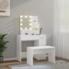 Dressing Table Set with LED White Engineered Wood