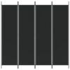 4-Panel Room Divider Black 200x200 cm Fabric