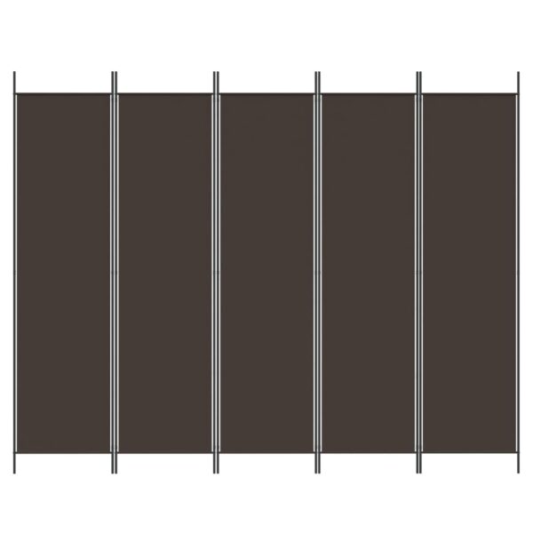 5-Panel Room Divider Brown 250x200 cm Fabric
