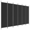6-Panel Room Divider Black 300x200 cm Fabric