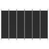 6-Panel Room Divider Black 300x200 cm Fabric