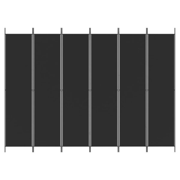 6-Panel Room Divider Black 300x220 cm Fabric