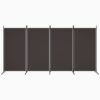 4-Panel Room Divider Brown 346x180 cm Fabric