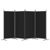 4-Panel Room Divider Black 346x180 cm Fabric