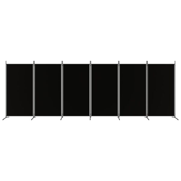 6-Panel Room Divider Black 520x180 cm Fabric