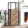 Firewood Rack Matt Black 50x28x132 cm Steel
