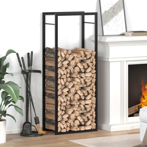 Firewood Rack Matt Black 50x28x132 cm Steel