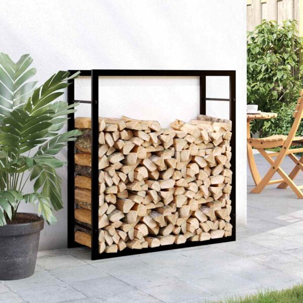 Firewood Rack Matt Black 80x28x86 cm Steel