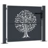 Garden Gate Anthracite 100x75 cm Steel Tree Design