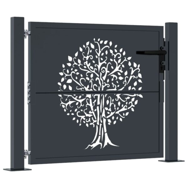 Garden Gate Anthracite 100x75 cm Steel Tree Design