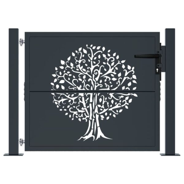 Garden Gate Anthracite 100x75 cm Steel Tree Design