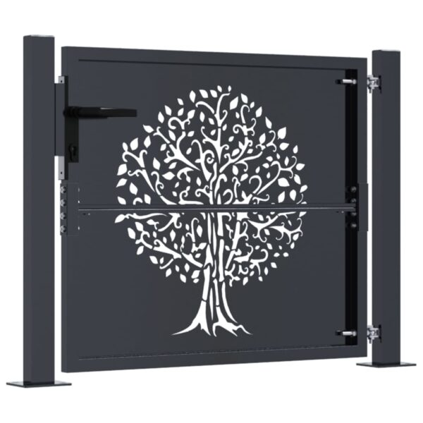 Garden Gate Anthracite 100x75 cm Steel Tree Design